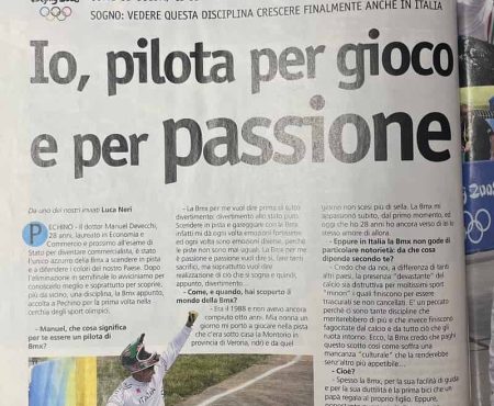 Giornali bmx olimpiadi Perchino 2008 - Manuel De Vecchi